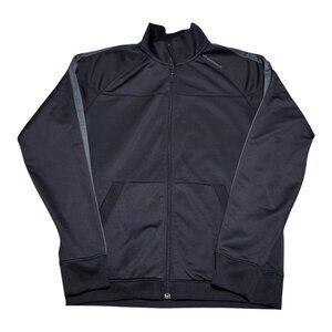 Brooks Brothers Navy Zip-Front Lightweight Jacket with Gray Trim